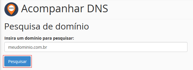 Pesquisando um domínio.